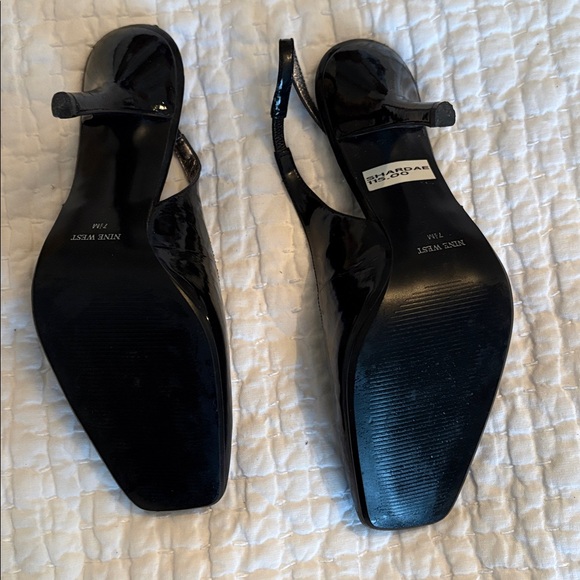 Nine West Black Patent Leather Slingback Heels - Picture 4 of 4